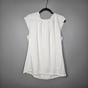Athleta Women XLT Cap‎ Sleeve Back Zip UPF 50+ Athletic Training Swim Top White